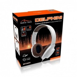 Ακουστικά Stereo Media-Tech MT3604 Delhpini 3.5mm Λευκά με Μικρόφωνο και Πλήκτρο Ελέγχου