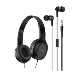 Ακουστικά Stereo Hoco W24 Enlighten Μώβ με Μικρόφωνο και επιπλέον ακουστικά 3.5mm