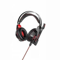 Ακουστικά Stereo Gaming Hoco W102 Cool Tour σύνδεση ενός 3.5mm και USB με Μικρόφωνο και LED Φωτισμό Μαύρο-Κόκκινο