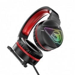Ακουστικά Stereo Gaming Hoco W104 Drift με Ανταπτορα 2 σε 1 3.5mm και USB, Μικρόφωνο, RGB Φωτισμό, 2μ Μήκος Καλοδίου Κόκκινα
