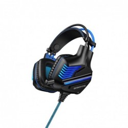 Ακουστικά Stereo Gaming Borofone BO101 Racing με 3.5mm Κονέκτορα και LED Φωτισμό Μαύρα-Μπλε