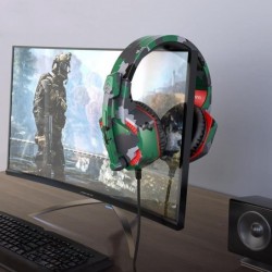 Ακουστικά Stereo Gaming Hoco ESD08 3.5mm με Μικρόφωνο, Ρύθμιση Έντασης Ήχου, LED Φωτισμό και Τριπλό Κονέκτορα Πράσινο Παραλλαγής
