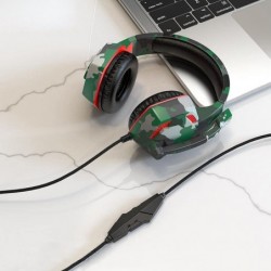 Ακουστικά Stereo Gaming Hoco ESD08 3.5mm με Μικρόφωνο, Ρύθμιση Έντασης Ήχου, LED Φωτισμό και Τριπλό Κονέκτορα Πράσινο Παραλλαγής