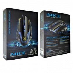 Ενσύρματο Ποντίκι iMICE A9 Gaming 6D με 6 Πλήκτρα, 2400 DPI και LED Φωτισμό. Μαύρο