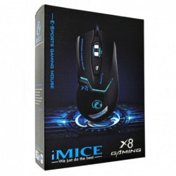 Ενσύρματο Ποντίκι iMICE X8 Gaming 6D με 6 Πλήκτρα, 3600 DPI, Ροδέλα Αντιολίσθησης και LED Φωτισμό. Μαύρο