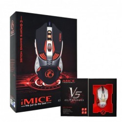 Ενσύρματο Ποντίκι iMICE V5 Gaming 7D με 7 Πλήκτρα, 3200 DPI, Multimedia και LED Φωτισμό. Λευκό