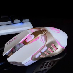 Ενσύρματο Ποντίκι iMICE V5 Gaming 7D με 7 Πλήκτρα, 3200 DPI, Multimedia και LED Φωτισμό. Λευκό