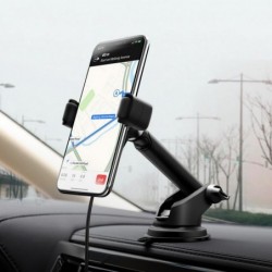 Βάση Στήριξης Αυτοκινήτου Hoco S12 Rich με Wireless Charger 10W Μαύρο - Ασημί