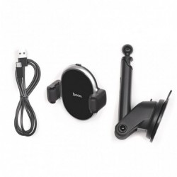 Βάση Στήριξης Αυτοκινήτου Hoco S12 Rich με Wireless Charger 10W Μαύρο - Ασημί
