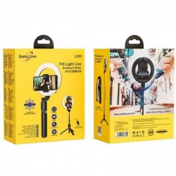 Βάση Στήριξης και Selfie Stick Hoco LV03 Plus Showfull για Συσκευές 4.7"-6.5" με Περιμετρικό Φωτισμό Μαύρη και Τηλεχειρισμό