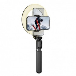 Βάση Στήριξης και Selfie Stick Hoco LV03 Plus Showfull για Συσκευές 4.7"-6.5" με Περιμετρικό Φωτισμό Μαύρη και Τηλεχειρισμό