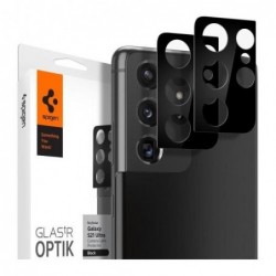 Tempered Glass Full Face Spigen Glas.tR Optik για Τζαμάκι Κάμερας Samsung G998B Galaxy S21 Ultra 5G Μαύρο (2 τεμ.)