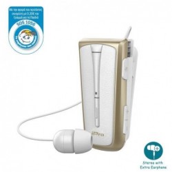 Στερεοφωνικό Ακουστικό Bluetooth iPro RH219s Retractable με Δόνηση Λευκό-Χρυσό