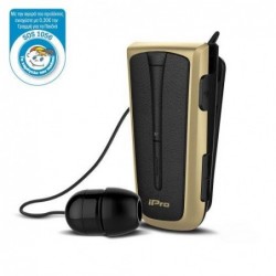 Στερεοφωνικό Ακουστικό Bluetooth iPro RH219s Retractable με Δόνηση Μαύρο-Χρυσό
