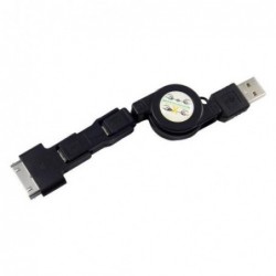 Καλώδιο Σύνδεσης USB 2.0 Retract USB A σε Micro USB/ Lightning/ 30-pin 3in1 Μαύρο (Ασυσκεύαστο)