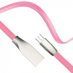 Καλώδιο Σύνδεσης USB 2.0 Πλακέ inos USB A σε Micro USB Aluminium Series 1m Ροζ