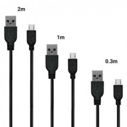 Σετ Καλώδια Σύνδεσης inos USB A σε Micro USB 0.3m/ 1m/ 2m Μαύρο (3 τεμ.)