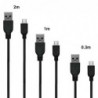 Σετ Καλώδια Σύνδεσης inos USB A σε Micro USB 0.3m/ 1m/ 2m Μαύρο (3 τεμ.)