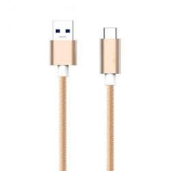 Καλώδιο Σύνδεσης USB 2.0 Braided inos USB A σε USB C Metallic 1m Χρυσό