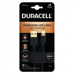 Καλώδιο Σύνδεσης USB 2.0 Duracell Braided Kevlar USB A σε Micro USB 2m Μαύρο