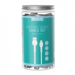 Καλώδιo Σύνδεσης USB 2.0 Devia EC406 V2 USB A σε Lightning Kintone Series 1m Λευκό (30 τεμ.) VALUE PACK
