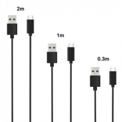 Σετ Καλώδια Σύνδεσης inos USB A σε USB C 0.3m/ 1m/ 2m Μαύρο (3 τεμ.)