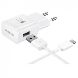 Φορτιστής Ταξιδίου Ταχείας Φόρτισης Samsung EP-TA20 5V-9V 2.0A 15W & Καλώδιο USB C Λευκό