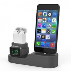 Επιτραπέζια Βάση AhaStyle PT28 για Φόρτιση Apple AirPods, iPhone & iWatch Silicon 3in1 Σκούρο Γκρι