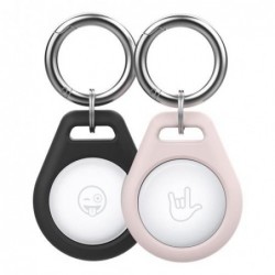 Silicone Loop - Μπρελόκ AhaStyle PT155 για Apple AirTag 1 τεμ Μαύρο & 1 τεμ Ροζ