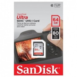 Κάρτα μνήμης SDXC C10 UHS-I  SanDisk Ultra 80MB/s 64Gb