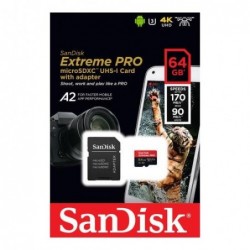 Κάρτα μνήμης Micro SDXC C10 UHS-I U3 SanDisk Extreme Pro 170MB/s 64Gb + 1 ADP