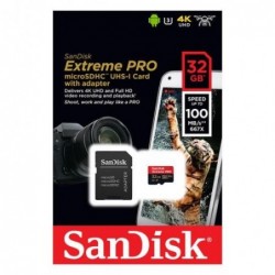 Κάρτα μνήμης Micro SDHC C10 UHS-I SanDisk Extreme Pro 100MB/s 32Gb + 1 ADP