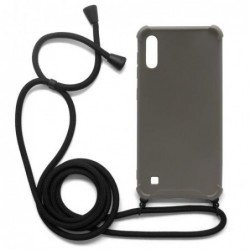 Θήκη TPU Crossbody inos Samsung A105F Galaxy A10 Shock Proof Γκρι με Μαύρο Strap