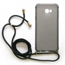 Θήκη TPU Crossbody inos Samsung J415F Galaxy J4 Plus (2018) Shock Proof Smoke με Μαύρο Strap