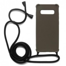 Θήκη TPU Crossbody inos Samsung G975F Galaxy S10 Plus Shock Proof Γκρι με Μαύρο Strap