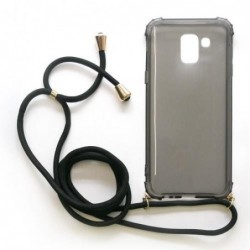 Θήκη TPU Crossbody inos Samsung J600F Galaxy J6 (2018) Shock Proof Smoke με Μαύρο Strap