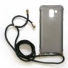 Θήκη TPU Crossbody inos Samsung J600F Galaxy J6 (2018) Shock Proof Smoke με Μαύρο Strap