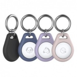 Silicone Loop - Μπρελόκ AhaStyle PT155 για Apple AirTag 1 τεμ Μαύρο & 1 τεμ Ροζ & 1 τεμ Μπλε & 1 τεμ Μωβ