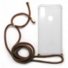 Θήκη TPU Crossbody inos Xiaomi Redmi 7 Shock Proof Διάφανο με Καφέ Strap