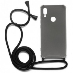 Θήκη TPU Crossbody inos Xiaomi Redmi 7 Shock Proof Γκρι με Μαύρο Strap