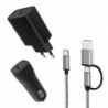Φορτιστής Αυτ/του & Ταξιδίου inos 18W & Καλώδιο 2in1 USB C σε USB C ή USB A