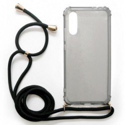 Θήκη TPU Crossbody inos Huawei Y6 (2019) Shock Proof Smoke με Μαύρο Strap