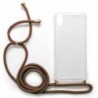 Θήκη TPU Crossbody inos Xiaomi Redmi 7A Shock Proof Διάφανο με Καφέ Strap