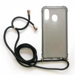 Θήκη TPU Crossbody inos Samsung A405F Galaxy A40 Shock Proof Smoke με Μαύρο Strap