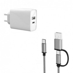 Φορτιστής Ταξιδίου inos 32W & Καλώδιο 2in1 USB C σε USB C ή USB A