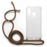 Θήκη TPU Crossbody inos Huawei P Smart (2019) Shock Proof Διάφανο με Καφέ Strap