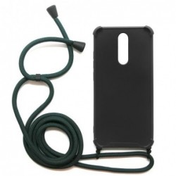 Θήκη TPU Crossbody inos Xiaomi Redmi 8/ Redmi 8A Shock Proof Μαύρο με Χακί Strap