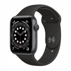 Apple Watch Series 6 GPS 44mm Σκούρο Γκρι με Sport Band Μαύρο