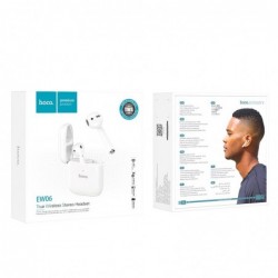 Wireless Hands Free Hoco EW06 True Wireless V5.0 Λευκά με Πλήκτρο Αφής, Εναλλαγή Master/Slave και Συμβατότητα με Siri / Google A