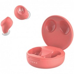 Bluetooth Hands Free Motorola Vervebuds 250 In-ear TWS IPX5 με Ασύρματη Φόρτιση Κοραλί Συμβατά με Alexa, Siri και Google Assista